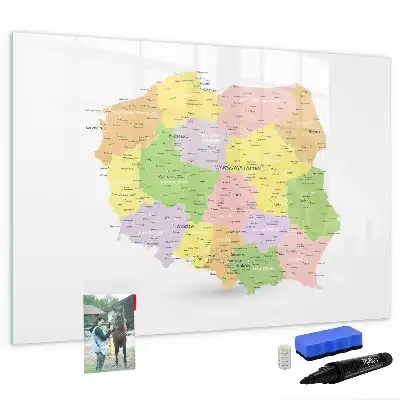 Mapa da Polônia quadro magnético para escrever