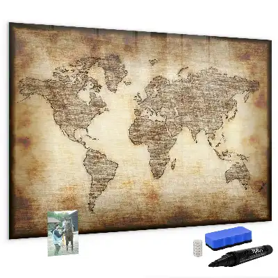 Mapa-múndi antigo quadro magnético para desenhar
