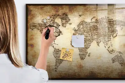 Mapa-múndi antigo quadro magnético para desenhar