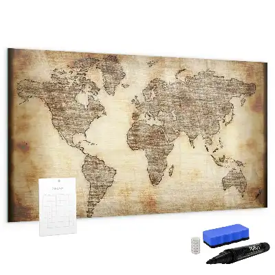 Mapa-múndi antigo quadro magnético para desenhar