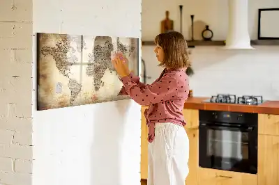 Mapa-múndi antigo quadro magnético para desenhar