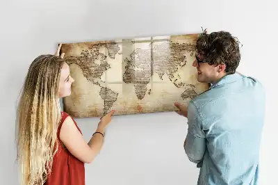 Mapa-múndi antigo quadro magnético para desenhar