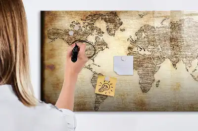 Mapa-múndi antigo quadro magnético para desenhar