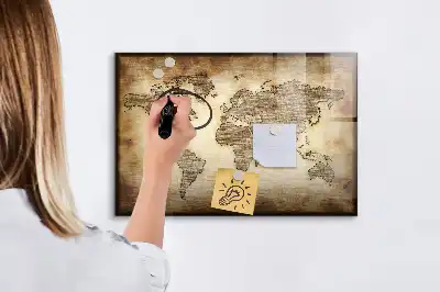 Mapa-múndi antigo quadro magnético para desenhar
