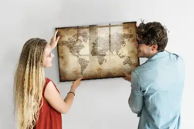 Mapa-múndi antigo quadro magnético para desenhar