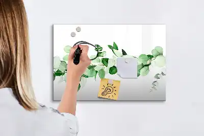 Quadro magnético para desenhar com estampa de ramos de plantas