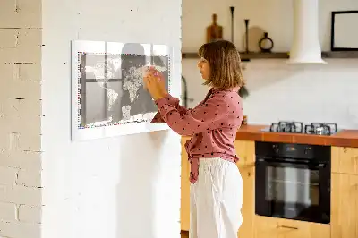 Quadro magnético para escrita mapa-múndi marrom