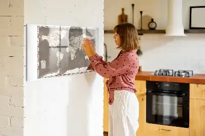 Quadro magnético para escrita mapa-múndi marrom