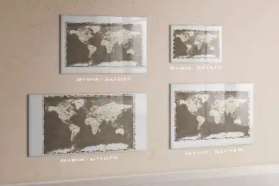Quadro magnético para escrita mapa-múndi marrom