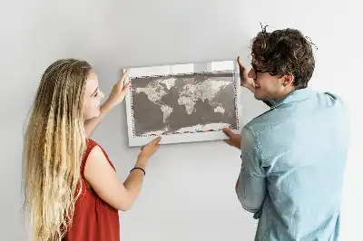 Quadro magnético para escrita mapa-múndi marrom
