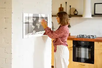 Quadro magnético para escrita mapa-múndi marrom