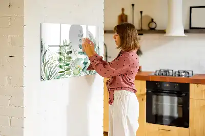 Quadro magnético para escrever estampa folhas em aquarela
