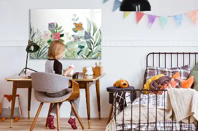 Quadro magnético para escrever estampa folhas em aquarela