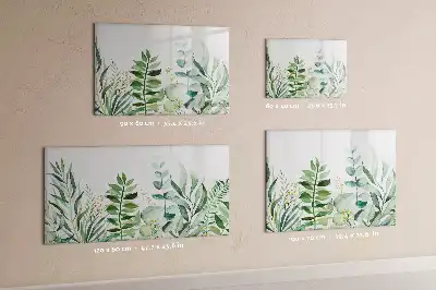 Quadro magnético para escrever estampa folhas em aquarela