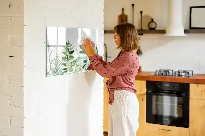 Quadro magnético para escrever estampa folhas em aquarela