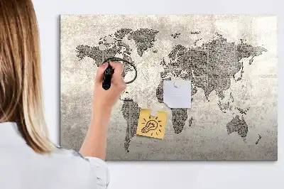 Quadro magnético para desenhar mapa-múndi estilo jornal