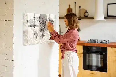 Quadro magnético para desenhar mapa-múndi estilo jornal