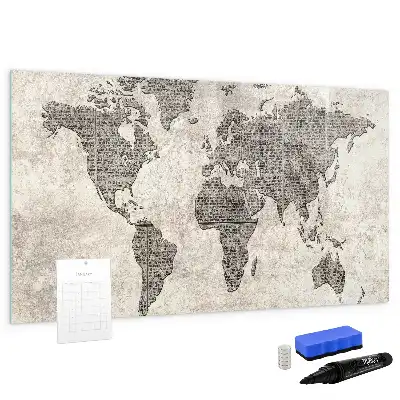 Quadro magnético para desenhar mapa-múndi estilo jornal