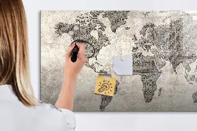 Quadro magnético para desenhar mapa-múndi estilo jornal