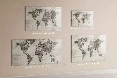 Quadro magnético para desenhar mapa-múndi estilo jornal