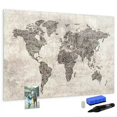 Quadro magnético para desenhar mapa-múndi estilo jornal