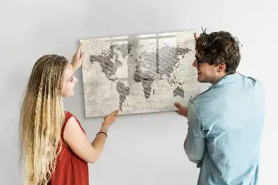 Quadro magnético para desenhar mapa-múndi estilo jornal