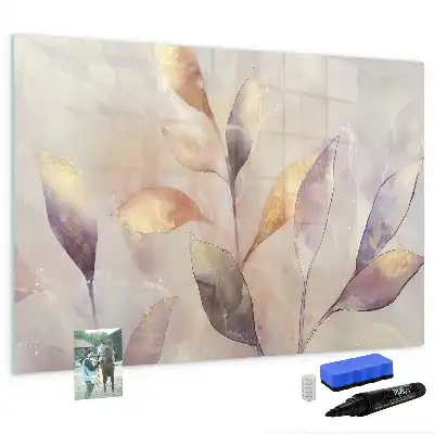 Quadro magnético para escrever com estampa de plantas em aquarela