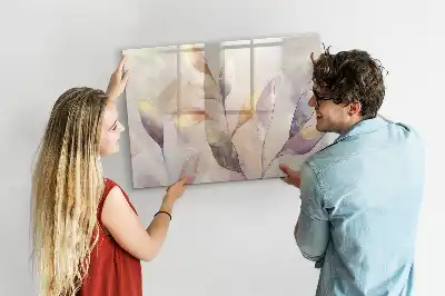 Quadro magnético para escrever com estampa de plantas em aquarela