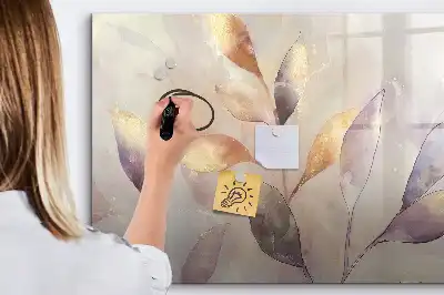 Quadro magnético para escrever com estampa de plantas em aquarela