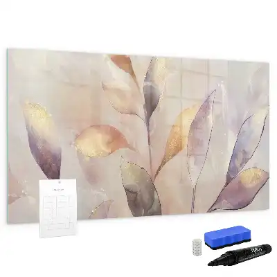 Quadro magnético para escrever com estampa de plantas em aquarela