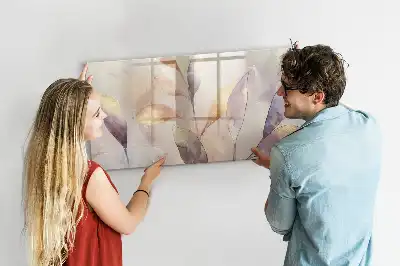 Quadro magnético para escrever com estampa de plantas em aquarela