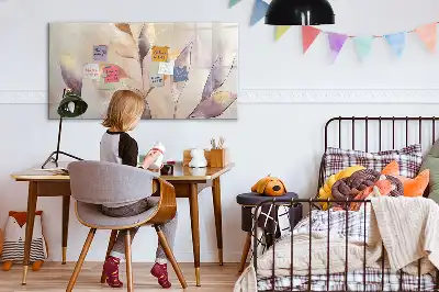 Quadro magnético para escrever com estampa de plantas em aquarela