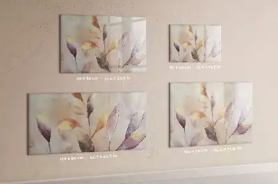 Quadro magnético para escrever com estampa de plantas em aquarela