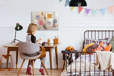 Quadro magnético para escrever com estampa de plantas em aquarela
