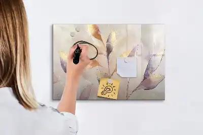 Quadro magnético para escrever com estampa de plantas em aquarela