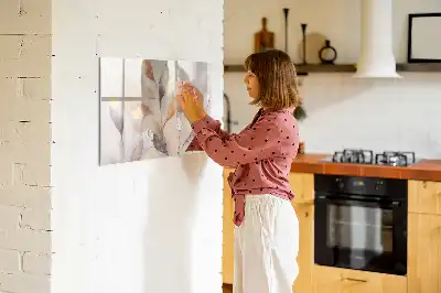 Quadro magnético para escrever com estampa de plantas em aquarela