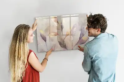 Quadro magnético para escrever com estampa de plantas em aquarela