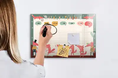 Planner semanal infantil quadro magnético para escrever