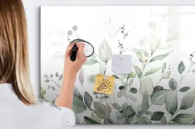 Quadro magnético para escrever com estampa de folhas de plantas