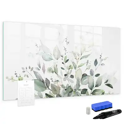 Quadro magnético para escrever com estampa de folhas de plantas