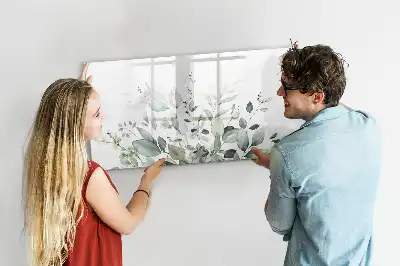Quadro magnético para escrever com estampa de folhas de plantas