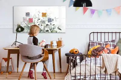 Quadro magnético para escrever com estampa de folhas de plantas