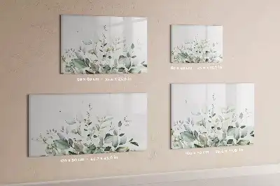 Quadro magnético para escrever com estampa de folhas de plantas