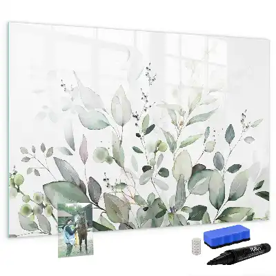 Quadro magnético para escrever com estampa de folhas de plantas