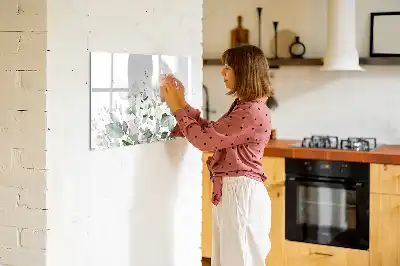 Quadro magnético para escrever com estampa de folhas de plantas
