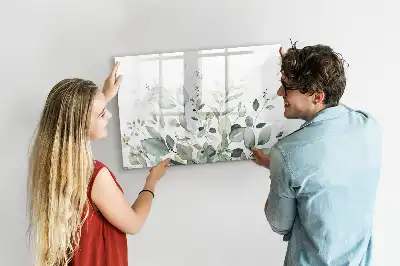 Quadro magnético para escrever com estampa de folhas de plantas
