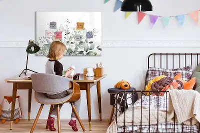 Quadro magnético para escrever com estampa de folhas de plantas