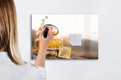 Quadro magnético para desenhar tema viagem de férias de carro