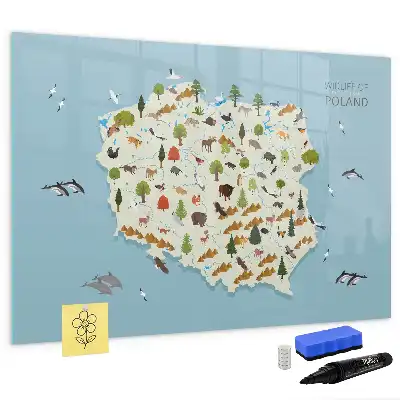 Quadro magnético para escrever mapa dos animais da Polônia