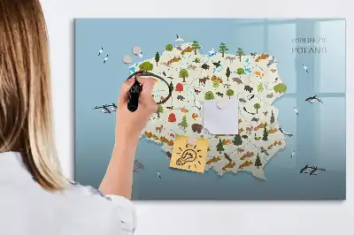 Quadro magnético para escrever mapa dos animais da Polônia